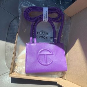 New small grape telfar shopping bag